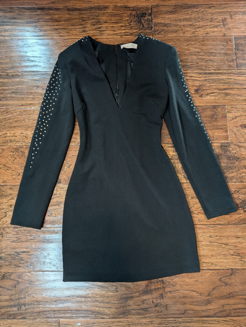 ASTR The Label Black Rhinestone Shoulder Pad Dress Size XS